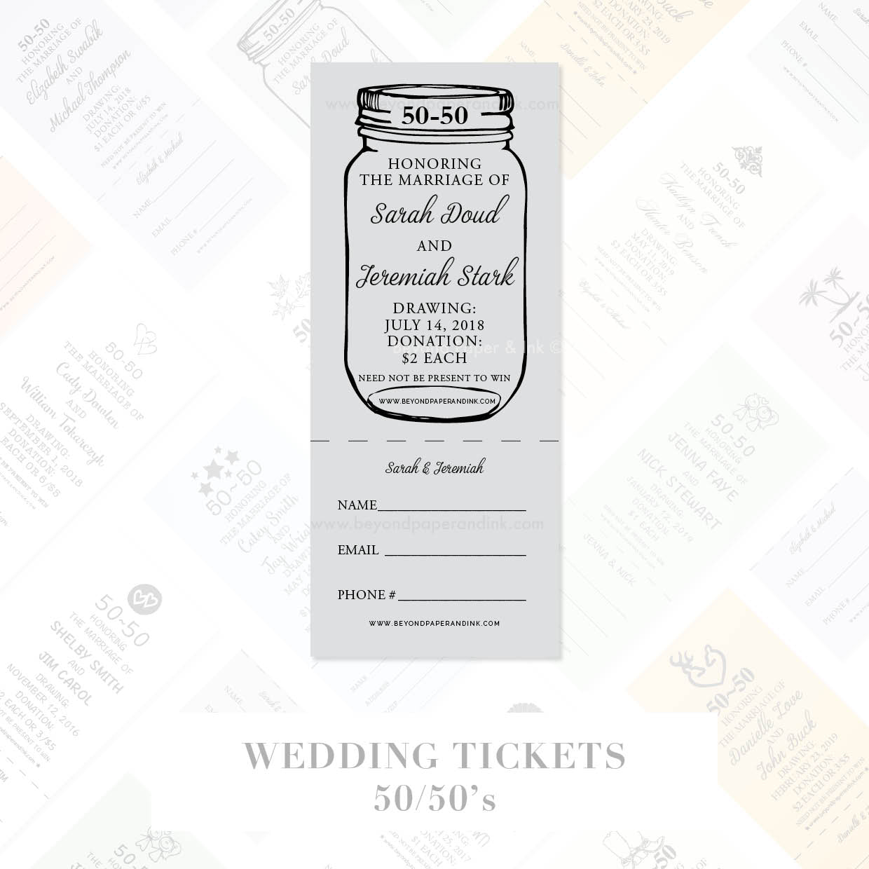"Wedding Tickets: 50/50's" - Stag n' Drag Buck n' Doe 50/50 Raffle Tickets by Beyond Paper & Ink