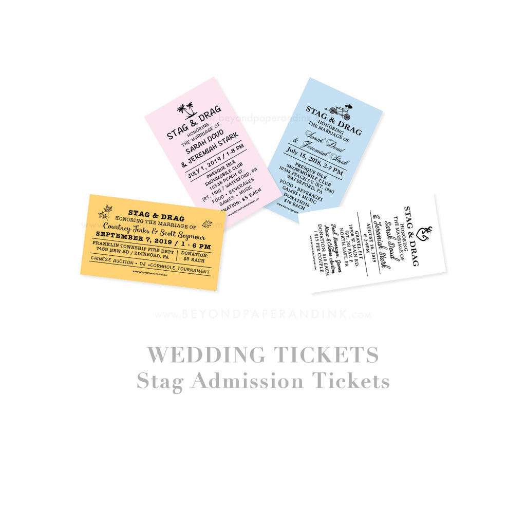 "Wedding Tickets: Stag Tickets" - Stag n' Drag Buck n' Doe Wedding Raffle Tickets by Beyond Paper & Ink