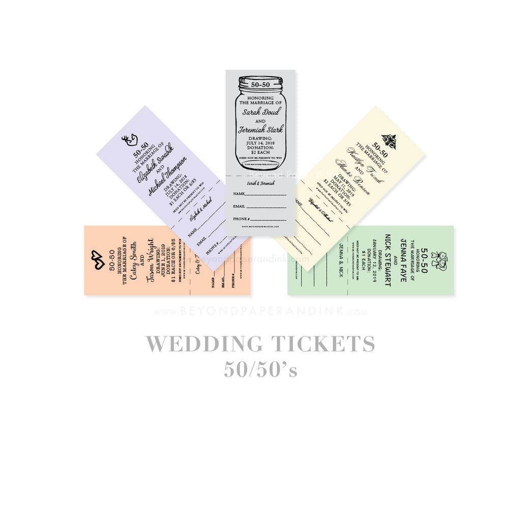 "Wedding Tickets: 50/50's" - Stag n' Drag Buck n' Doe 50/50 Raffle Tickets by Beyond Paper & Ink
