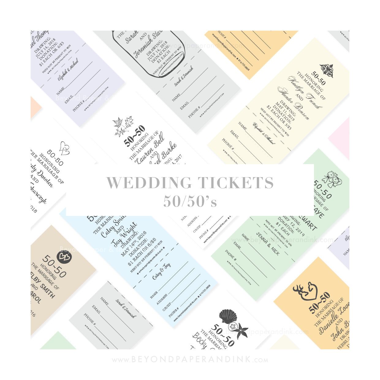 "Wedding Tickets: 50/50's" - Stag n' Drag Buck n' Doe 50/50 Raffle Tickets by Beyond Paper & Ink